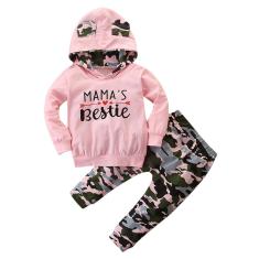 Imagem de Tops com capuz e calças camufladas com estampa de letras para bebês e crianças -cool