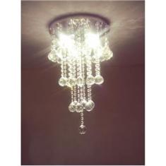 Imagem de Lustre De Cristalpara Sala De Estar/Jantar/Quarto - Base De Inox De 30 Cm De Diâmetros, Com 50 Cm De Altura