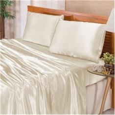 Imagem de Jogo de Lençol Queen Cetim 4 Peças Romantic - Palha