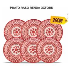 Imagem de Conjunto de 6 Peças Prato Raso de Cerâmica Oxford 26cm Renda