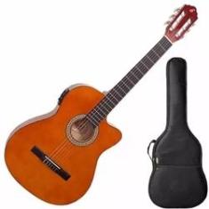 Imagem de Violao Flat Nylon Eletrico Giannini Nf-14 Ceq Natural + Bag