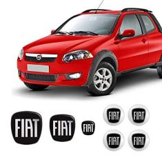 Imagem de Kit 7 Adesivos Emblemas Fiat  Strada Resinados
