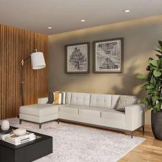 Imagem de Sof  4 Lugares Surprised Com Chaise Esquerdo P s E Base Em Ma