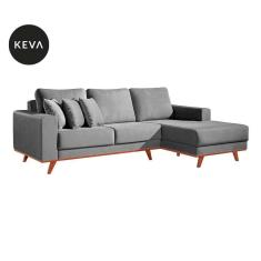 Imagem de Sofá 4 Lugares Manado Com Chaise Direito Veludo Cinza