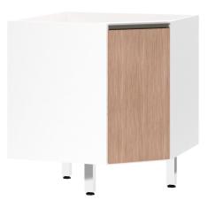 Imagem de Balcão Sem Tampo Canto Diagonal Branco Com Cumaru