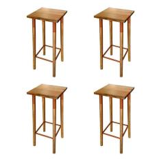 Imagem de Kit 4 Banquetas Bistro Industrial Colors Ferro E Madeira Maciça - Cobre Marrom