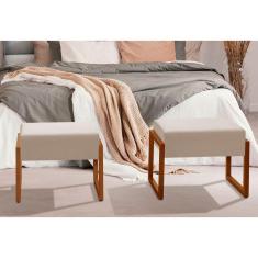 Imagem de Banqueta Florença Em Veludo Klm Veludo Bege