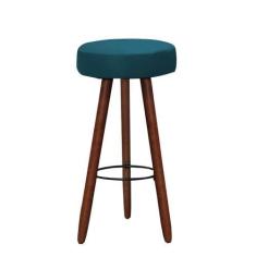 Imagem de Banqueta Alta Redonda Pés Madeira Palito - Modelo Londres - JOTABE, az