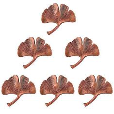 Imagem de MOROBOR 6 puxadores de armário Ginkgo, puxadores de gaveta de metal sólido, puxadores de decoração criativa para guarda-roupa armário gaveta estante móveis, ferragens clássicas de armário, bronze