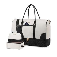 Imagem de LOVEVOOK Bolsa de viagem, bolsa de viagem para mulheres, bolsa de viagem com compartimento para sapatos, bolsa de transporte noturna com bolso molhado, bolsa de ginástica para ioga, bolsas