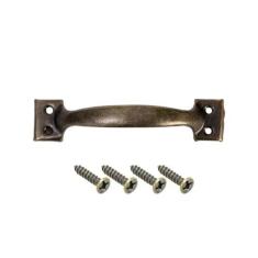 Imagem de 5/1 conjunto de maçanetas de porta em arco de metal de 4/6 polegadas com parafusos, armários de móveis, puxadores de gaveta, portão de ferro, maçanetas de porta de galpão de celeiro, bronze 4 polegad