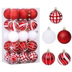 Imagem de Enfeites de bola de árvore de Natal de 6 cm, conjunto de decoração de bola de Natal para outono, Halloween, vermelho, verde e dourado, conjunto de enfeites de árvore pendurada à prova de