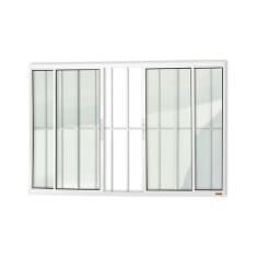 Imagem de Janela Confort 4 Folhas com Grade Vidro Liso 100cm x 150cm Brimak