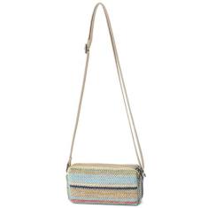 Imagem de BBORGDC Pequena bolsa transversal de palha para mulheres, bolsa de férias com compartimento duplo de listras coloridas com alça ajustável para telefone, carteira de praia de verão boho, carteira para