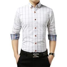 Imagem de Camisa masculina xadrez com botões e manga comprida casual, , L