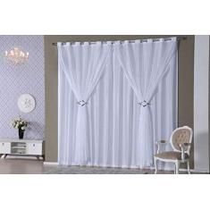 Imagem de Cortina Voil Xadrez  4,00x2,50 Forro Microfibra Fivelas