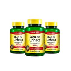 Imagem de Kit 03 Óleo De Linhaça 60 Cápsulas 1000Mg Maxinutri