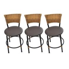 Imagem de kit de 3 banquetas baixa balcão area cozinha americana  - ESPAÇO JUNCO