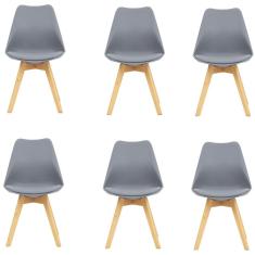 Imagem de Kit 6 Cadeiras Jantar Eames Wood Leda Design Estofada 