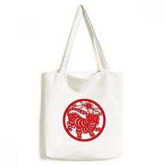 Imagem de Bolsa de lona com estampa de tigre animal do zodíaco chinês, bolsa de compras, bolsa casual