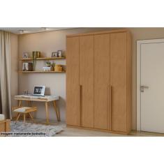 Imagem de Guarda Roupa Solteiro 4 Portas e 2 Gavetas c/ Pés Alonzo Amêndoa - Lopas