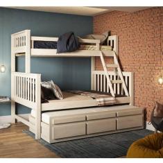 Imagem de Treliche com Cama de Casal 3 Gavetas Madeira Maciça Saraiva