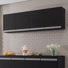 Imagem de Armário Aereo para Lavanderia 160cm Andréia 4 Portas Cor Preto - AJL