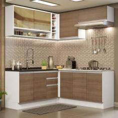 Imagem de Cozinha Completa de Canto Madesa Glamy 349002 com Armário e Balcão (sem Tampo e Pia) - Branco/rustic