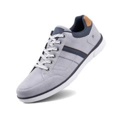 Imagem de LANGDU Tênis masculino casual, moderno, respirável, confortável, para caminhada, tamanho 38-44, Cinza claro, 41