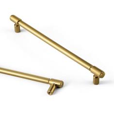 Imagem de Goo-Ki Pacote com 6 puxadores de gaveta de puxador de armário de ouro escovado, 7,56 polegadas (192 mm) c-c sólido liga de zinco moderno barra de ouro para armário cômoda guarda-roupa móveis de