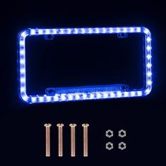 Imagem de eing Moldura para placa de licença Auto 12 V 54 LED cor luz acrílica tampa para placa de carro, 