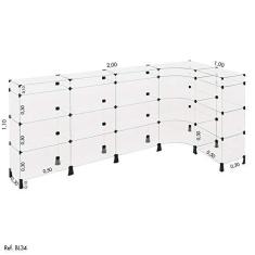 Imagem de Balcão de Atendimento L Modulado em Vidro 2,00 x 1,10 x 1,00