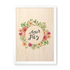 Imagem de Arte Maníacos Quadro Decorativo em Madeira Amor e Paz - 23x16,25cm (Moldura caixa em laca )