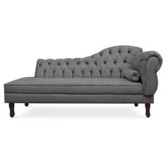 Imagem de Recamier Divã Sofá 140 Cm Lado Esquerdo Suede Cinza - Novo Encanto