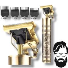 Imagem de Máquina de Cortar Cabelo e Barba  Sem Fio, Dragão Dourado, Profissiona