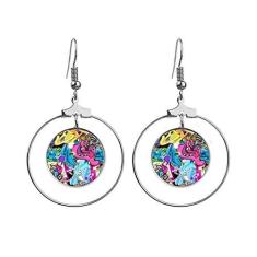 Imagem de Graffiti Street Culture Brincos coloridos de monstro pendurados, joia circular