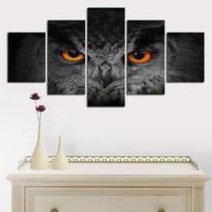 Imagem de Quadro Decorativo Coruja 5 partes 130x65 em tecido
