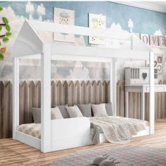 Imagem de Cama Montessoriana Infantil 160cm Casinha Montessoriana Crystal J&A Móveis Branco Branco