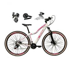 Imagem de Bicicleta Aro 29 Ksw Mwza Shimano Altus 24v Frio Hidráulico Garfo Trava Pneu Bege - Branco/rosa Tam.15
