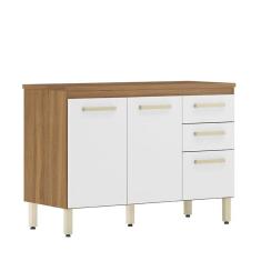 Imagem de Balcão De Cozinha Miss 3 Portas E 2 Gavetas Amêndola Branco Com Tampo Mdp - Demóbile Amêndola Branco