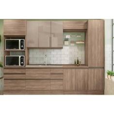 Imagem de Cozinha Modulada Completa Maxxi 7 Peças (2Aéreos+2Balcões+2Paneleiros+1Complemento) s/ Pia CZ267 Nogal - Kappesberg