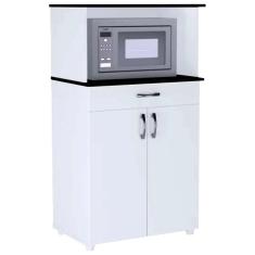 Imagem de Balcão Multiuso Para Forno Microondas Aurora Branco Tampo Preto