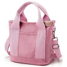 Imagem de Sacola pequena com zíper bolsa feminina de lona transversal bolsa de ombro Satchel Hobo Bag Messenger Bag 2023, rosa, Large