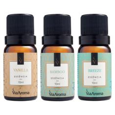 Imagem de Kit 3 Essências Bambu Vanilla Breeze Puro Aroma Perfumes - Kit Via Aro