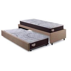 Imagem de Bicama Box Solteiro Linho Marrom 88X188 Com Dois Colchões Relax Adorab