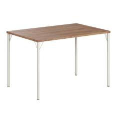 Imagem de Mesa p/ Cozinha 1586 Aço c/ Tampo Madeirado 120x80cm Prata/Freijo - Carraro