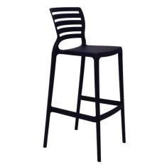 Imagem de Banqueta para Bar Alta Tramontina Sofia Preta em Polipropileno Empilhá