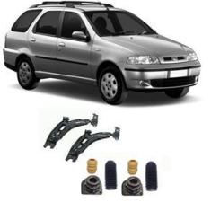 Imagem de Bandeja + Kit Batente Fiat Palio Weekend Dianteiro S Barra 2001 Até 2012 - O Par