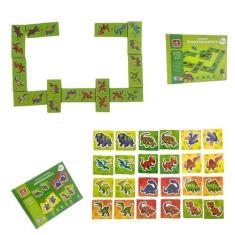 Imagem de Kit 2 Jogos Dinossauros - Dominó + Jogo Da Memória - Educativos Em Mad