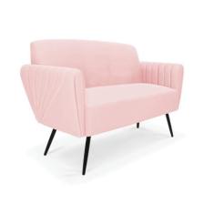 Imagem de Sofá Namoradeira Pés Palito de Ferro Bruna Suede Rosa Bebê - D'Rossi